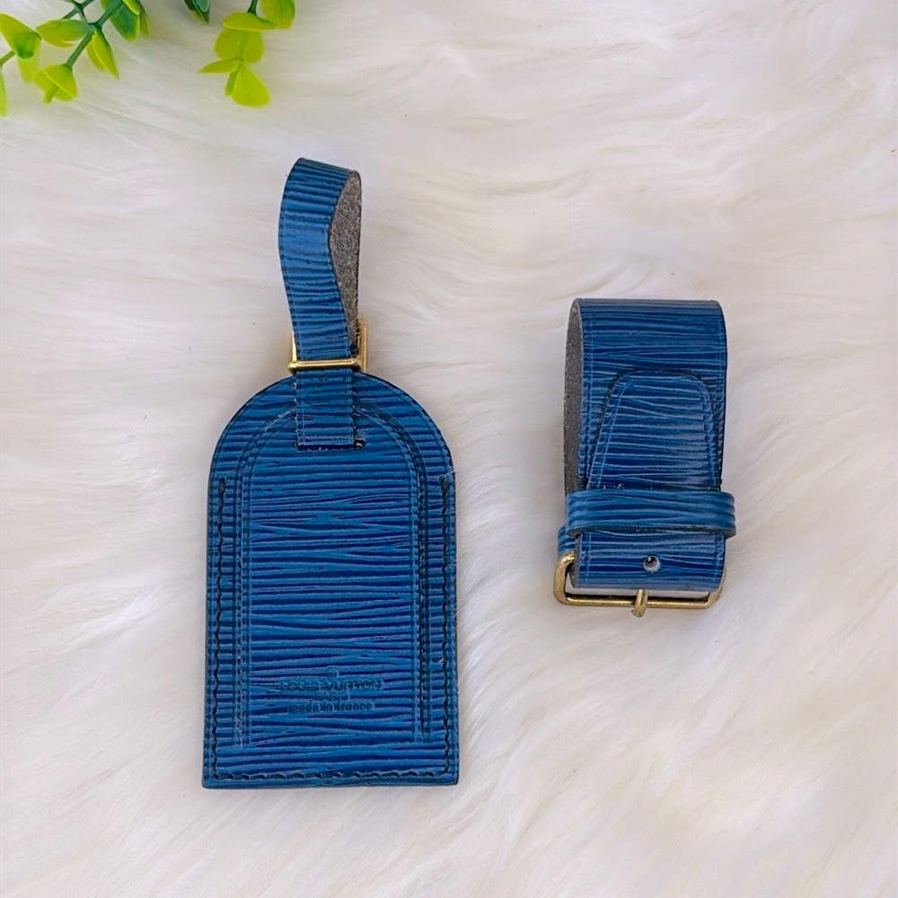 Louis Vuitton Blue Epi Luggage Tag & Poignet - Picture 7 of 8